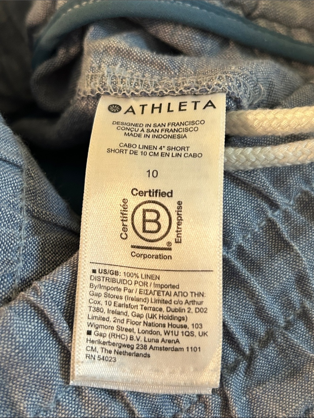 Athleta Light Blue Cabo linen Drawstring Women's Shorts size 10 - Picture 9 of 9